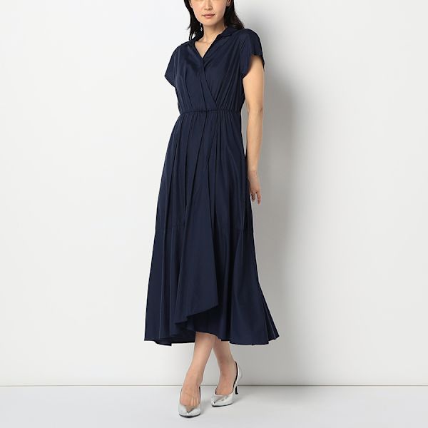 アシンメトリーカシュクールシャツワンピース