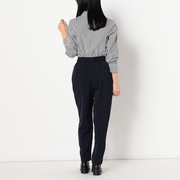 ウエストタブボタン付きハイウエストテーパードパンツ