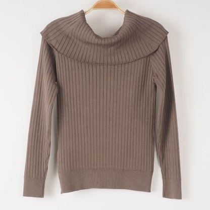 オフショルダーリブニットプルオーバー