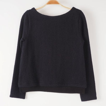 裾プリーツボートネックカットソー