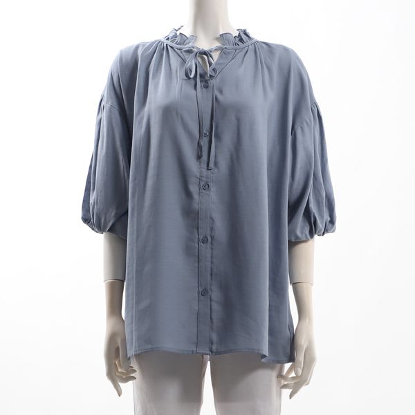 フリルネックブラウス