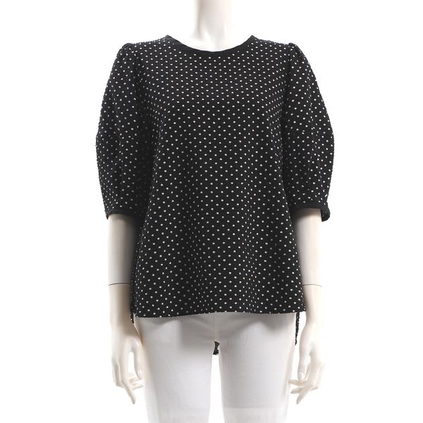 ドット柄パフスリーブブラウス