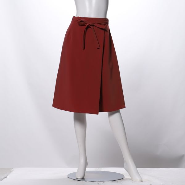 ウエストリボン付きラップ風スカート