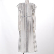 ストライプ透け感ロングシャツワンピース