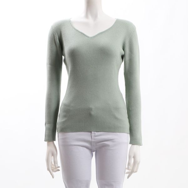 ネックラインデザインリブニット