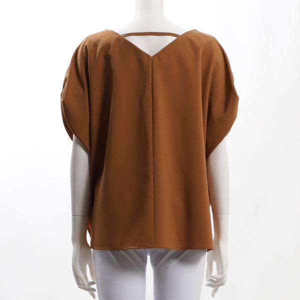 杢調トロピカルボリュームスリーブブラウス