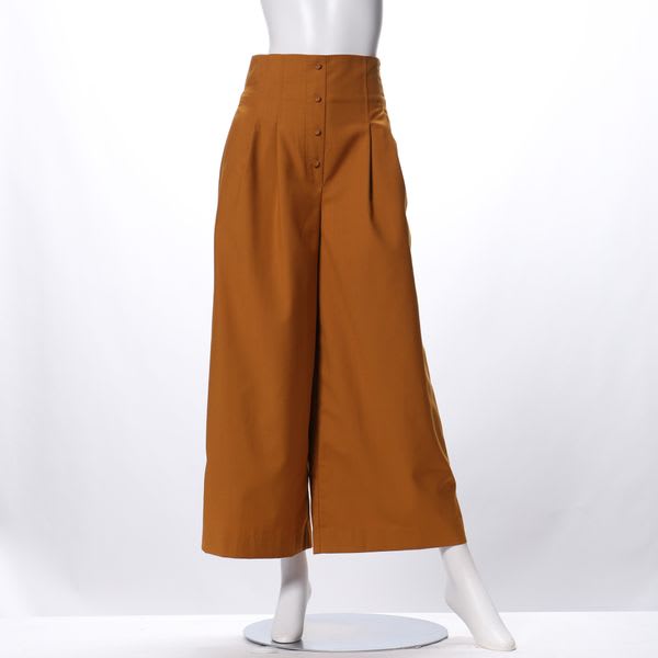 フロントボタンデザインハイウエストパンツ