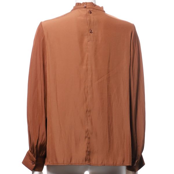 フリルデザインスタンドカラーブラウス