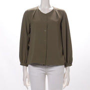 バーボタン前開きブラウス