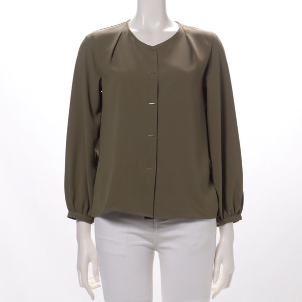 バーボタン前開きブラウス