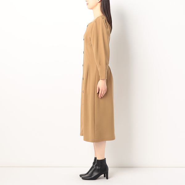 パフスリーブウエストタックワンピース