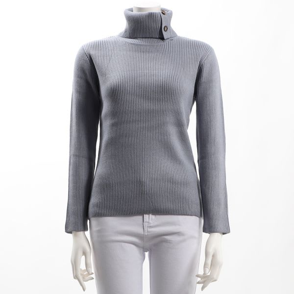 首元ボタンタートルネックニット