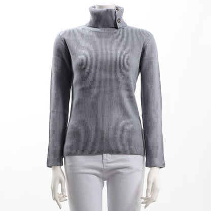 首元ボタンタートルネックニット