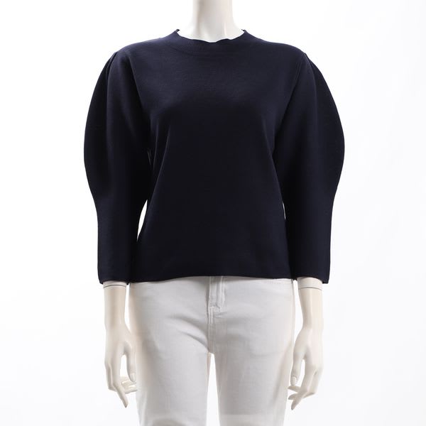 ボリュームスリーブクルーネックニット