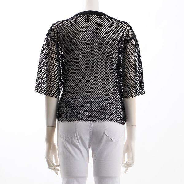 透かし編みメッシュニットカットソー