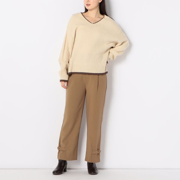 パイピング裾タブポケット付きパンツ