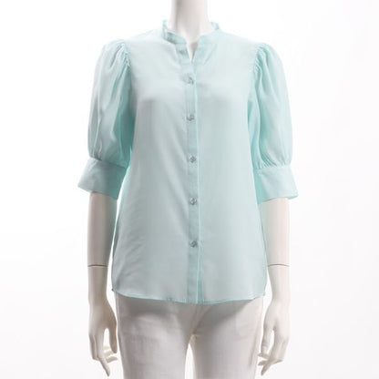 バンドカラーパフスリーブブラウス