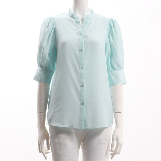 バンドカラーパフスリーブブラウス