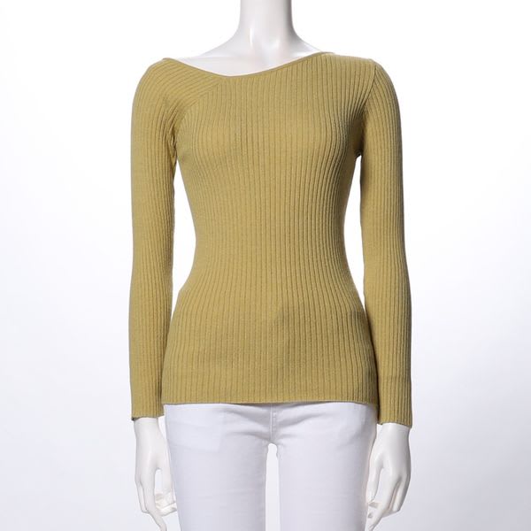 アシンメトリーデザインリブニット