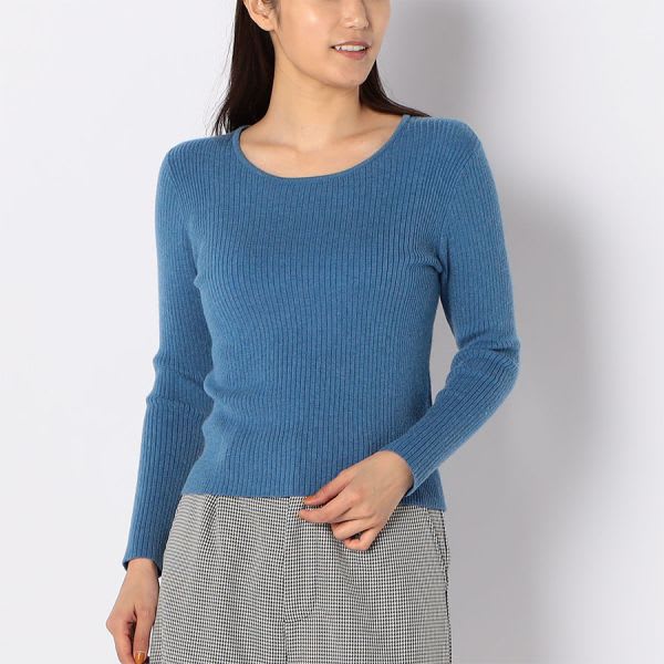 ラウンドネックリブニット