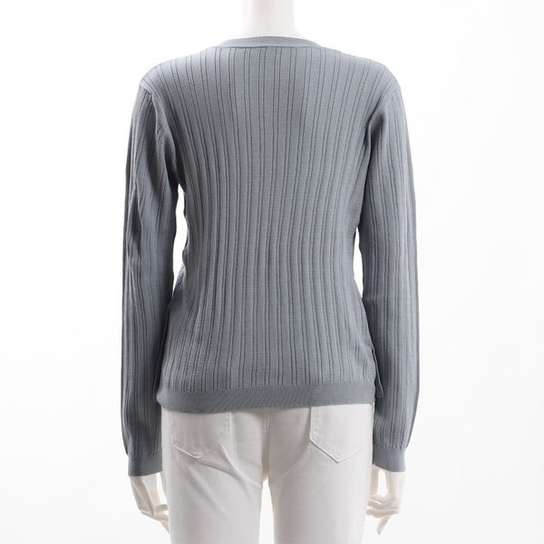 サイドボタンVネックリブニット