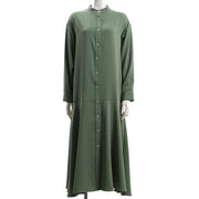 切り替えフレアラインフロントボタンワンピース