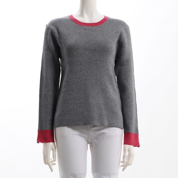 バイカラーリブニット