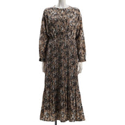 裾消しプリーツ花柄ワンピース