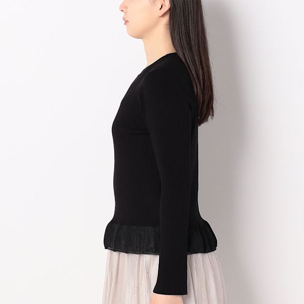 裾切り替えデザインリブニット