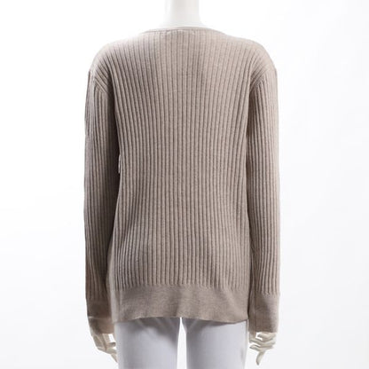 パールボタンリブニットカーディガン