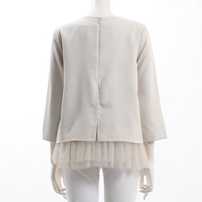 裾チュールレイヤード風ブラウス