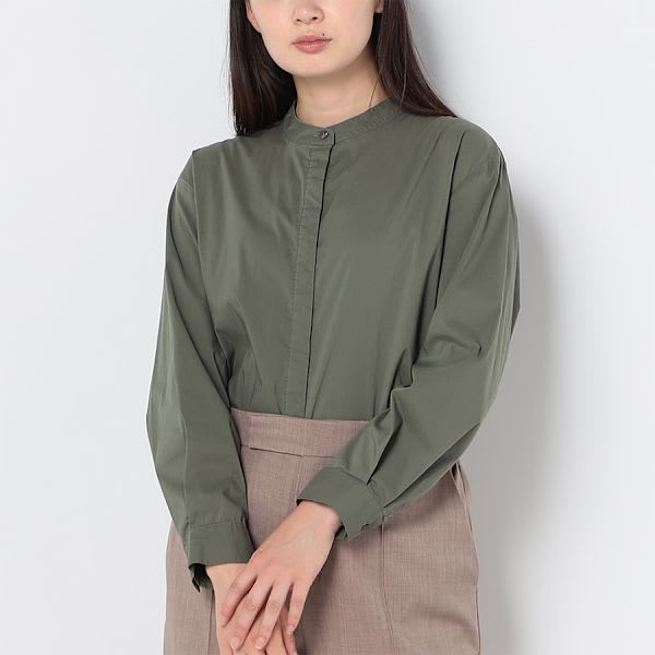 バックテールデザインバンドカラーシャツ