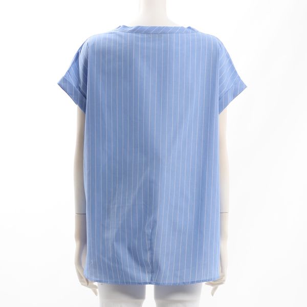 ストライプ柄Vネックシャツブラウス