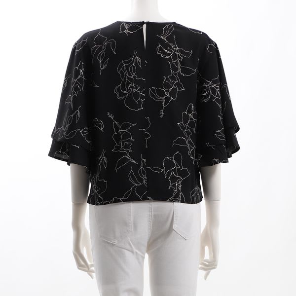 フレアスリーブ総柄ブラウス