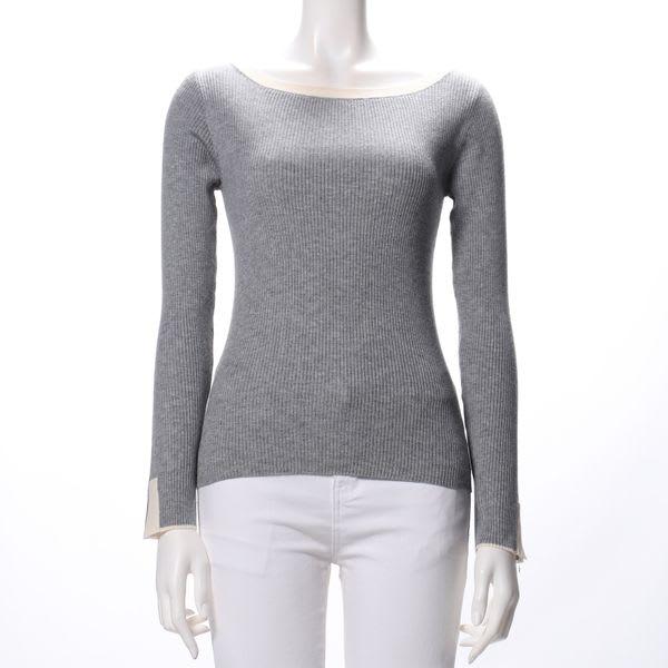 バイカラーデザインリブニット