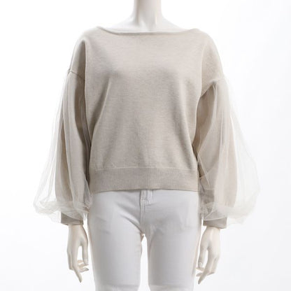 チュールスリーブニット