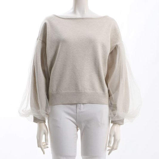 チュールスリーブニット