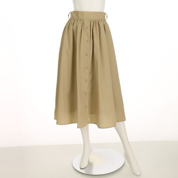 ボタンデザインギャザーフレアスカート
