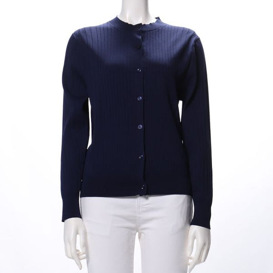 クルーネックリブニットカーディガン