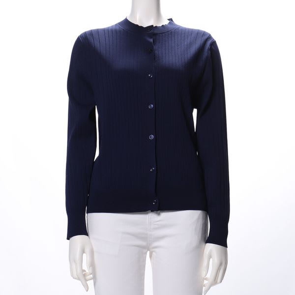 クルーネックリブニットカーディガン