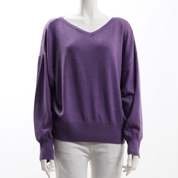 バックDカンデザインVネックニット