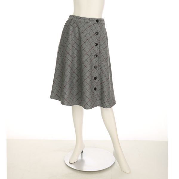 フロントボタンチェック柄フレアスカート