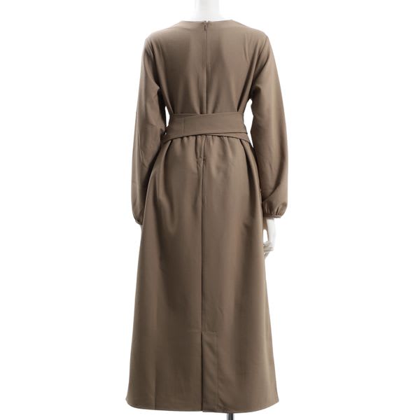 ピンタックリボンベルト付きワンピース