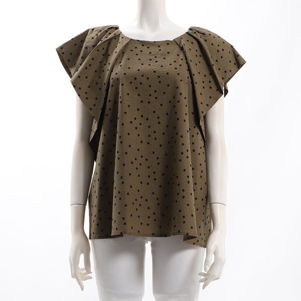 リップルドット背中開きデザインブラウス