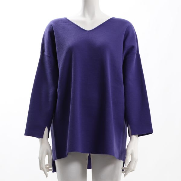 Vネックスリットニット