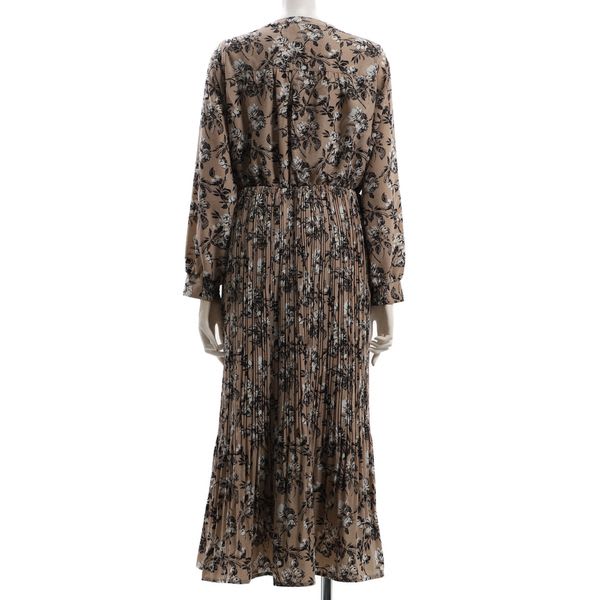 裾消しプリーツ花柄ワンピース