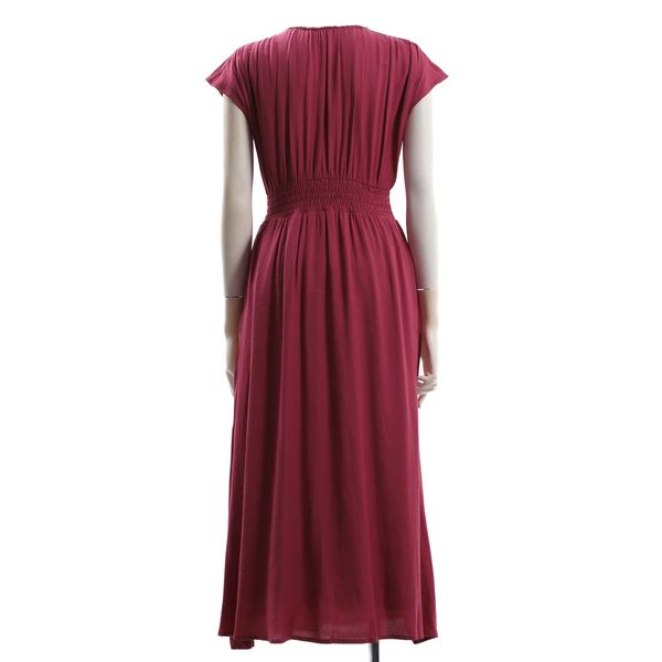 フロントボタンデザインギャザーワンピース