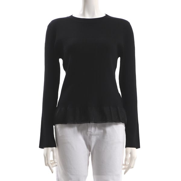 裾切り替えデザインリブニット