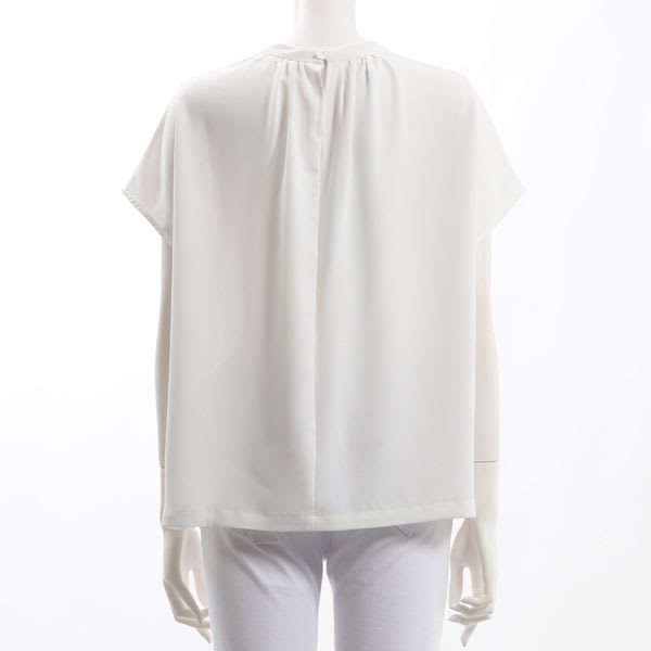 とろみ感ギャザードネックブラウス