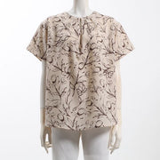 フロントタック花柄ブラウス